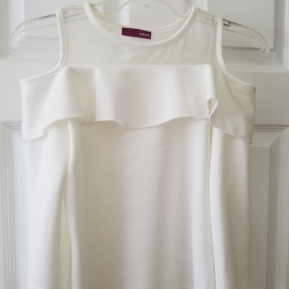Girl's White Ruffle Yoke Illusion Top by Aqua L